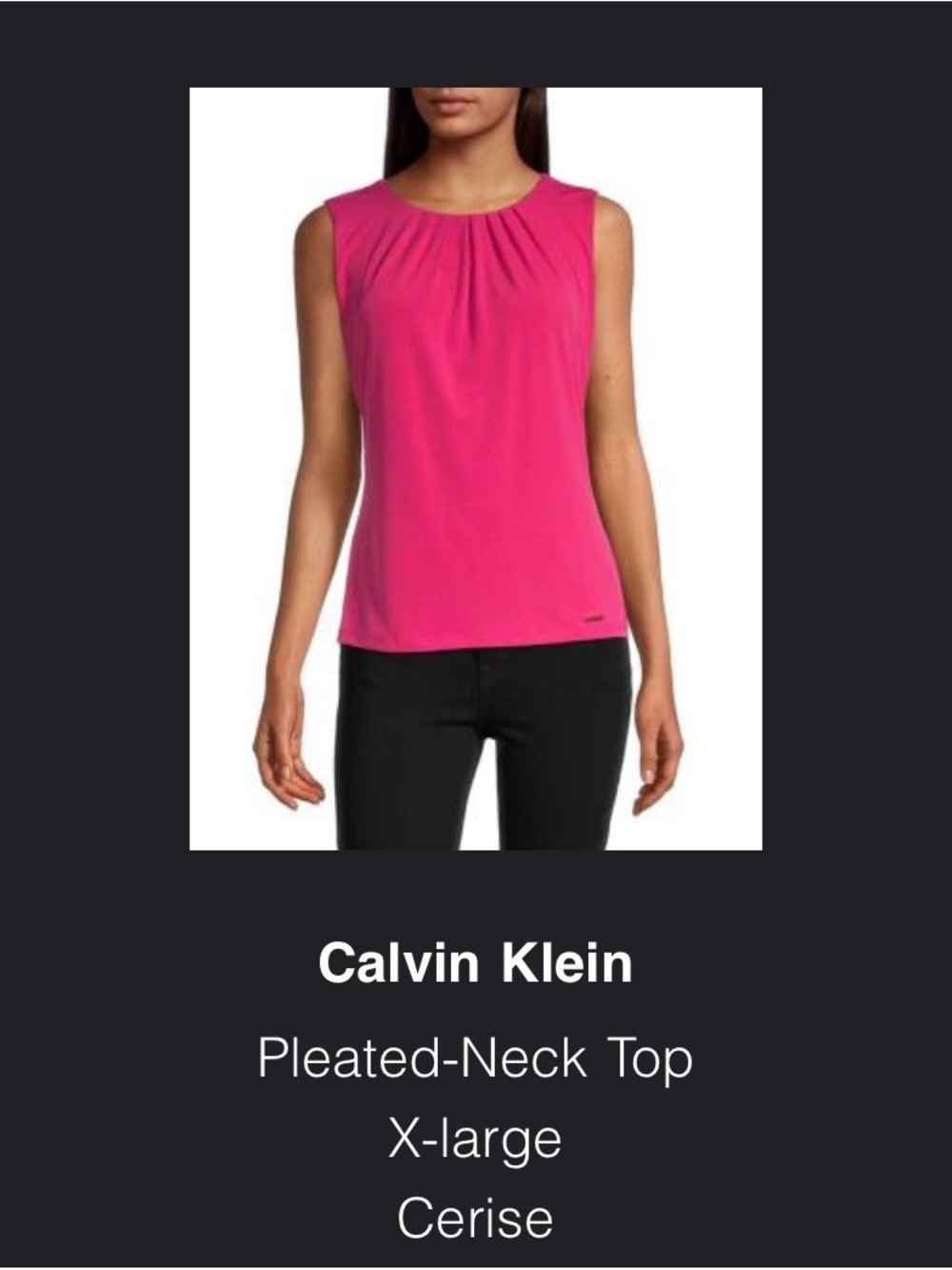 Calvin Klein Cerise Pleated Neck Sleeveless Camisole